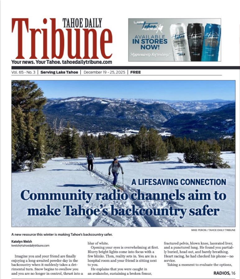 Tahoe Daily Tribune front page, December 2025: A lifesaving connection